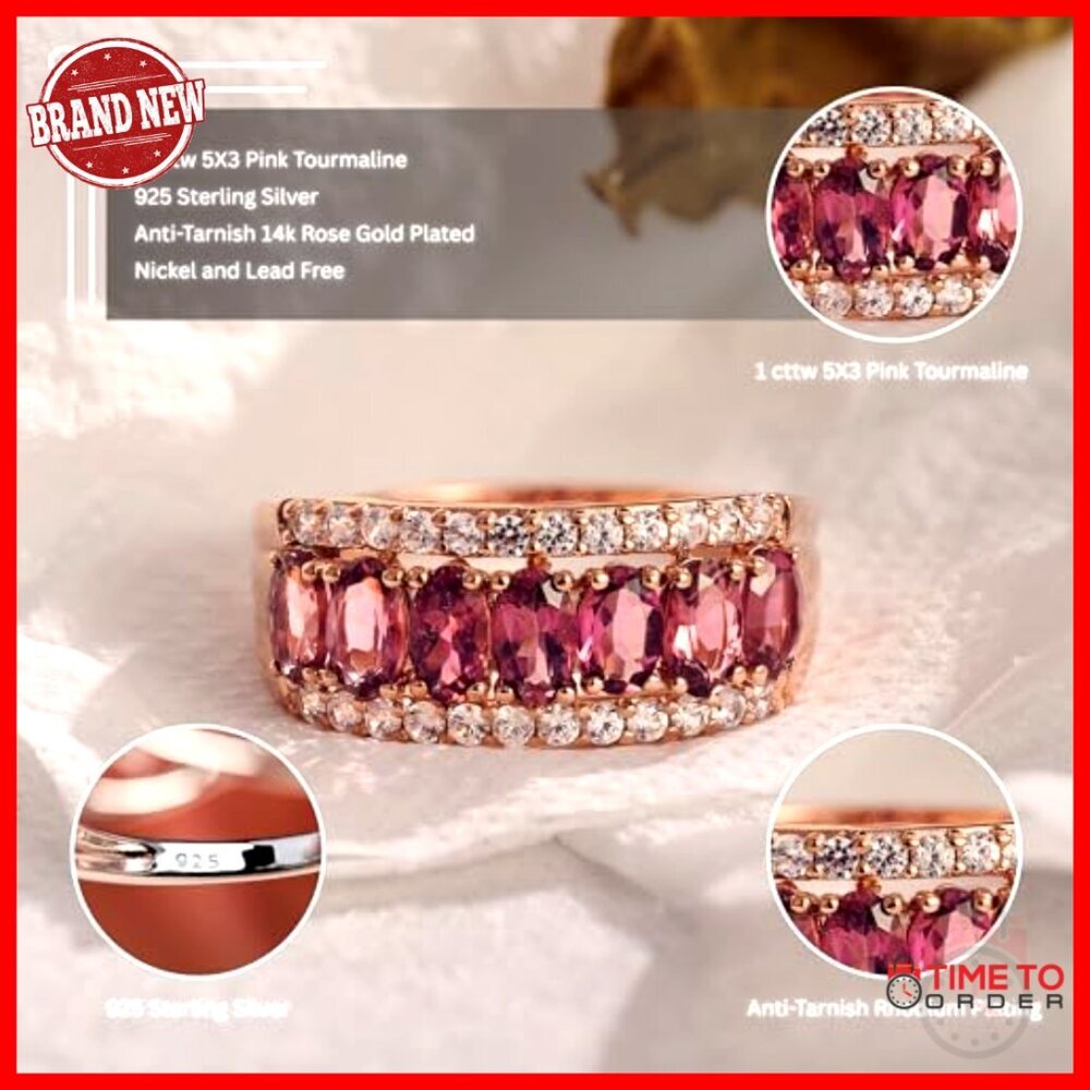 Sterling Silver Gemstone Band Ring Size 7 with White Zircon Accents - Picture 2 of 6